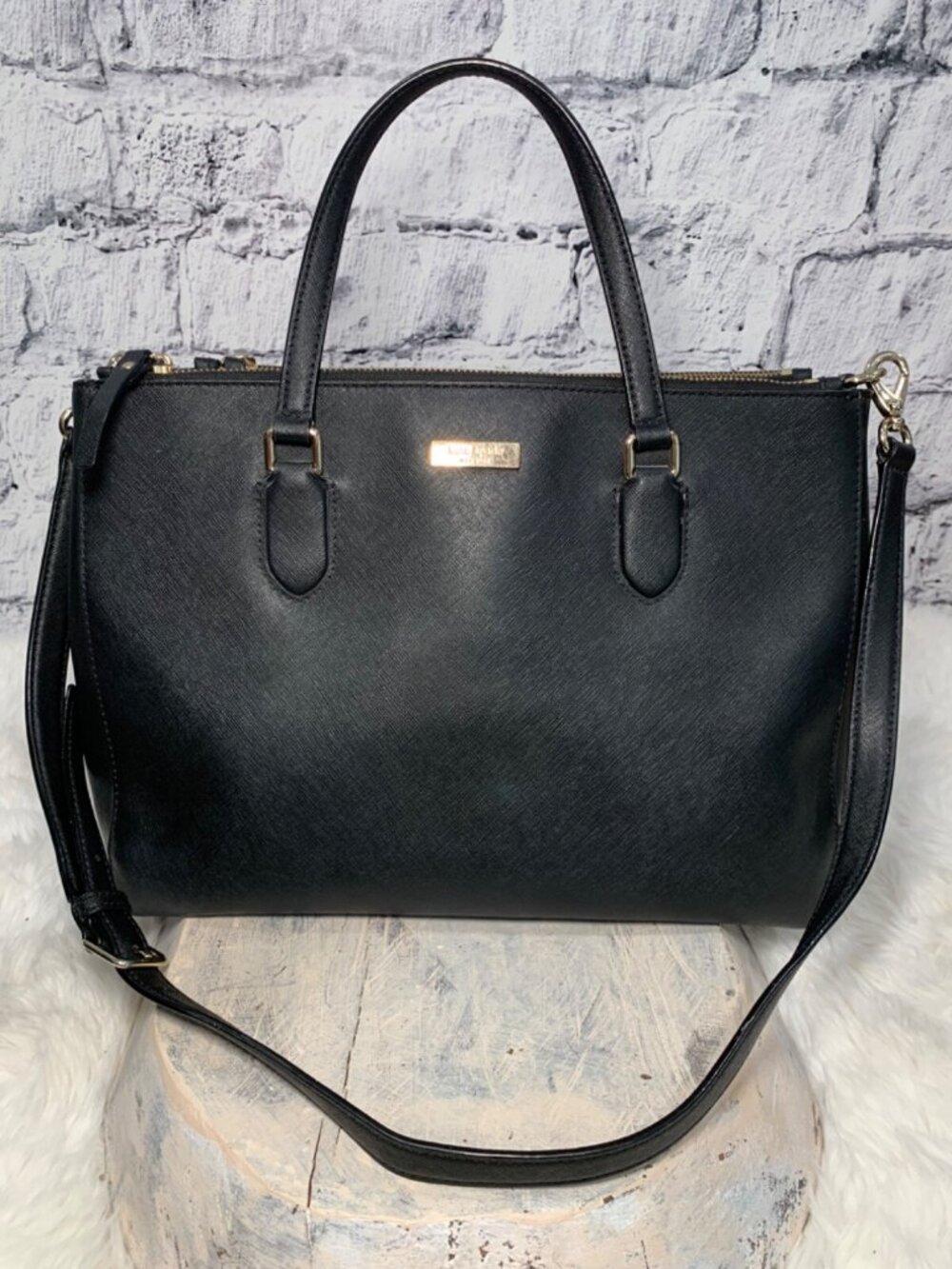 Kate Spade Laurel Way Leighann Black Leather Satchel Bag